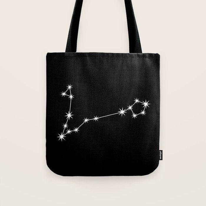Pisces Zodiac Star Constellation Line Art Black Tote Bag Gallery Image 1