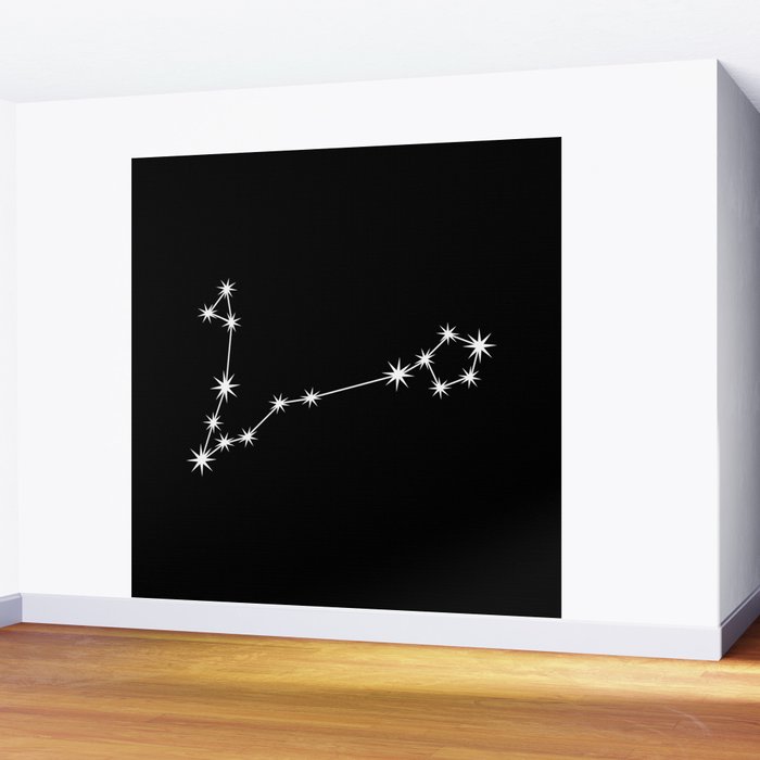 Pisces Zodiac Star Constellation Line Art Black Wall Mural Gallery Image 2