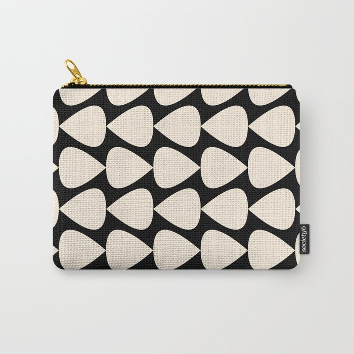 Plectrum Pattern in Almond Cream and Black Carry All Pouch Gallery Image 1