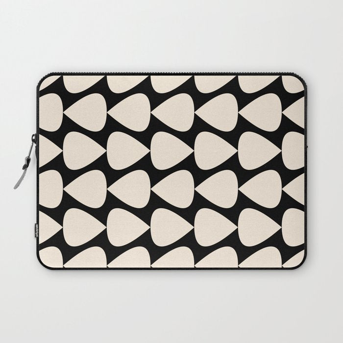 Plectrum Pattern in Almond Cream and Black Laptop Sleeve Gallery Image 1