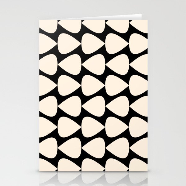 Plectrum Pattern in Almond Cream and Black Stationery Card Gallery Image 2