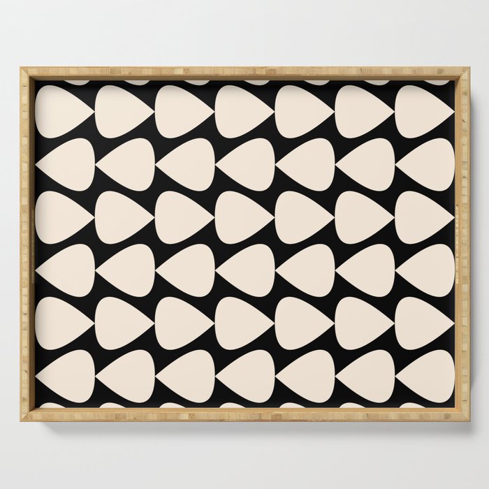 Plectrum Pattern in Almond Cream and Black Serving Tray Gallery Image 1