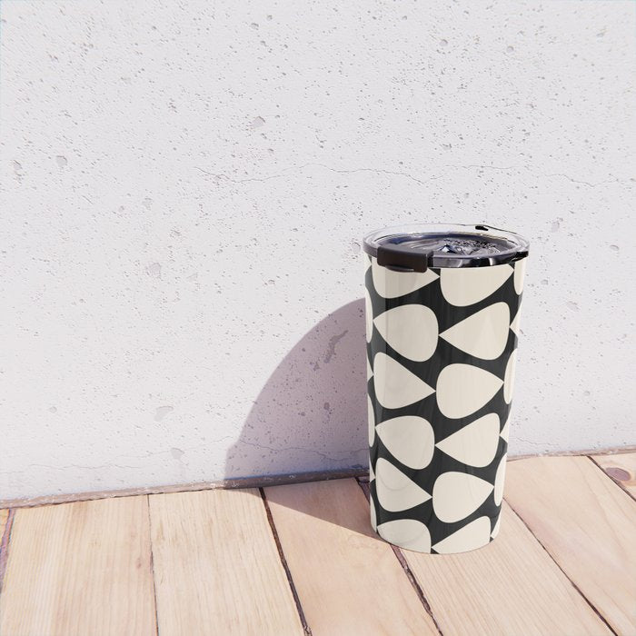 Plectrum Pattern in Almond Cream and Black Travel Mug Gallery Image 4