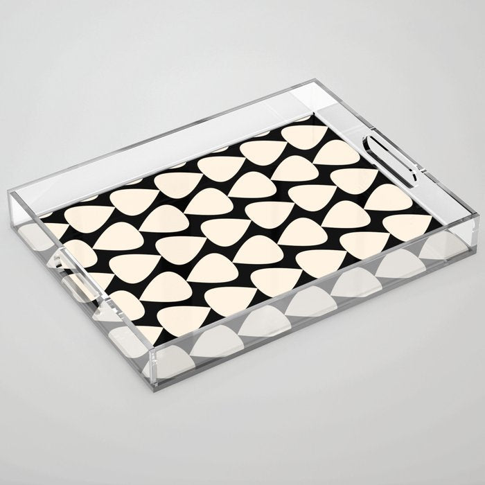 Plectrum Pattern in Almond Cream and Black Acrylic Tray Gallery Image 1