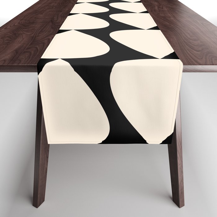 Plectrum Pattern in Almond Cream and Black Table Runner Gallery Image 1