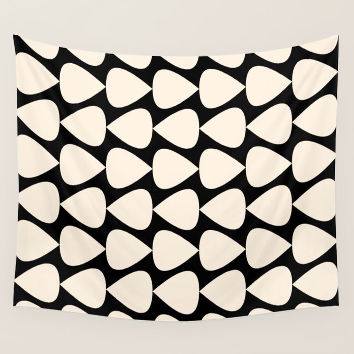 Plectrum Pattern in Almond Cream and Black Wall Tapestry Gallery Image 1