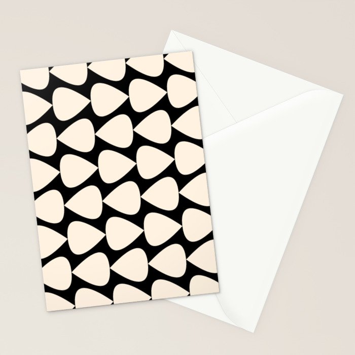 Plectrum Pattern in Almond Cream and Black Stationery Card Gallery Image 2