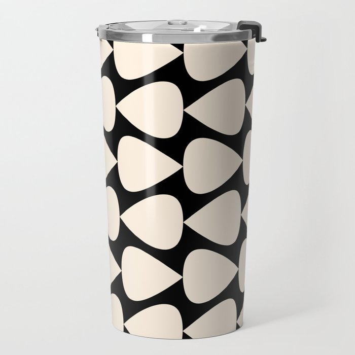 Plectrum Pattern in Almond Cream and Black Travel Mug Gallery Image 2
