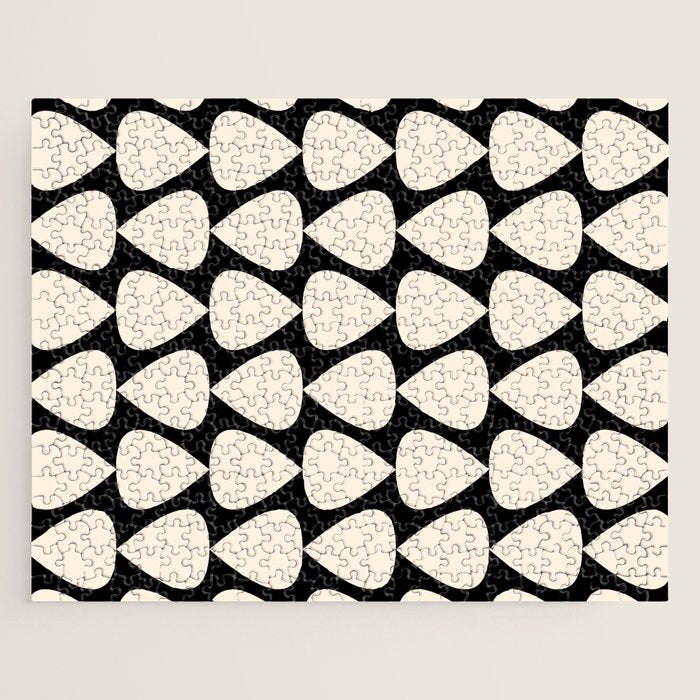 Plectrum Pattern in Almond Cream and Black Jigsaw Puzzle Gallery Image 1