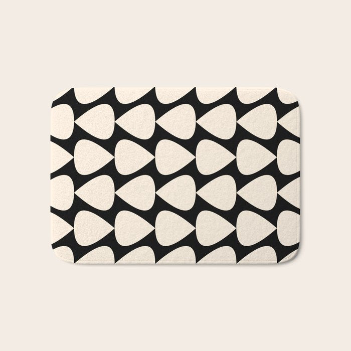 Plectrum Pattern in Almond Cream and Black Bath Mat Gallery Image 1