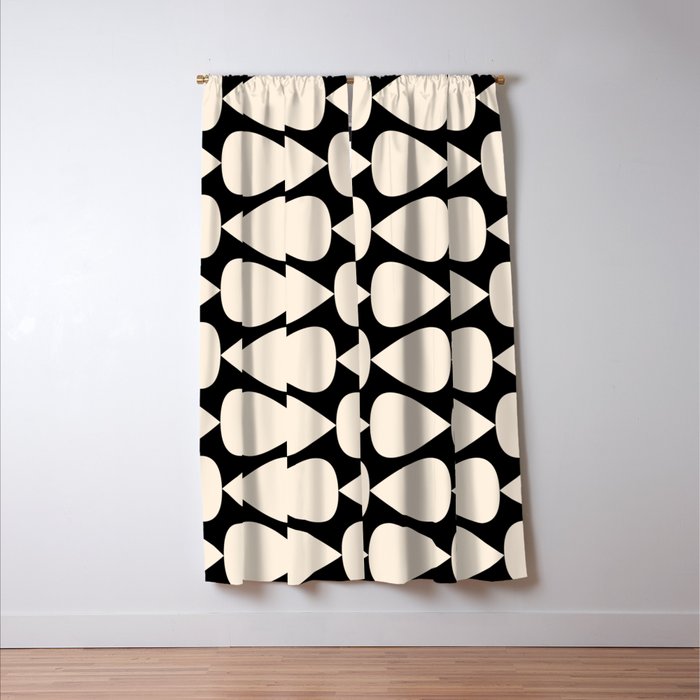 Plectrum Pattern in Almond Cream and Black Window Curtain Gallery Image 3