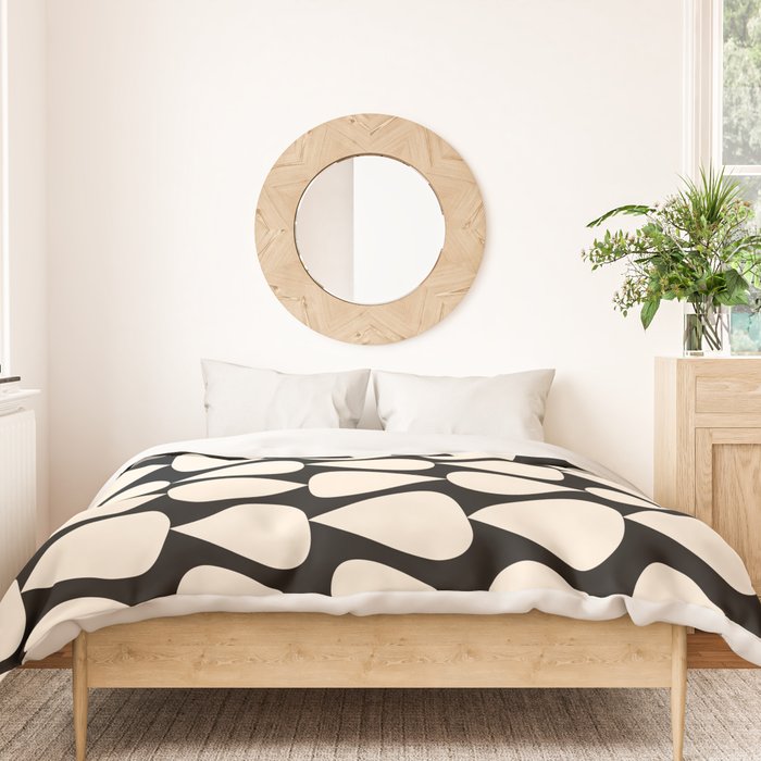 Plectrum Pattern in Almond Cream and Black Duvet Cover Gallery Image 3