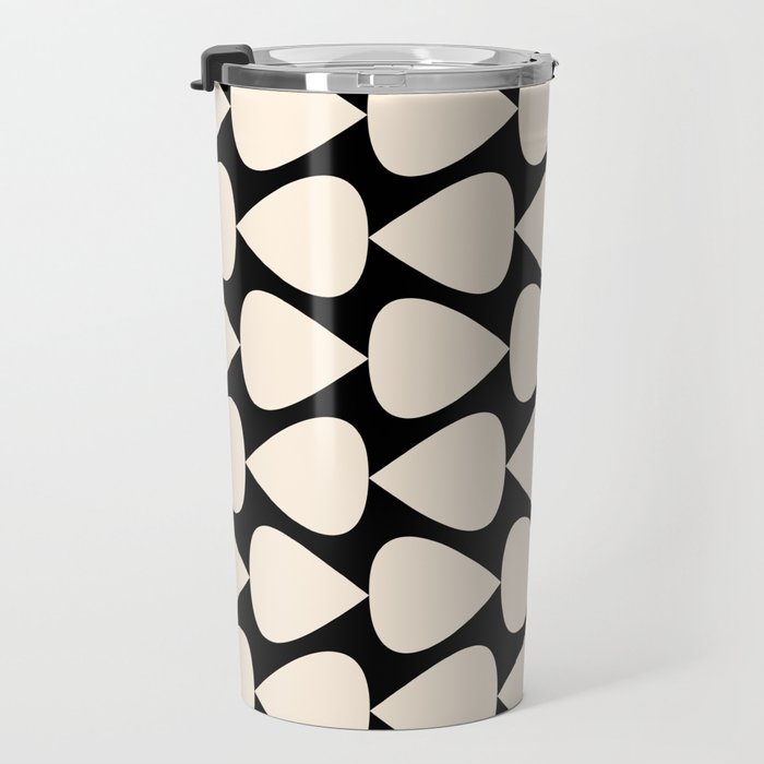 Plectrum Pattern in Almond Cream and Black Travel Mug Gallery Image 3