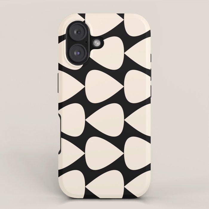 Plectrum Pattern in Almond Cream and Black iPhone Case Gallery Image 1