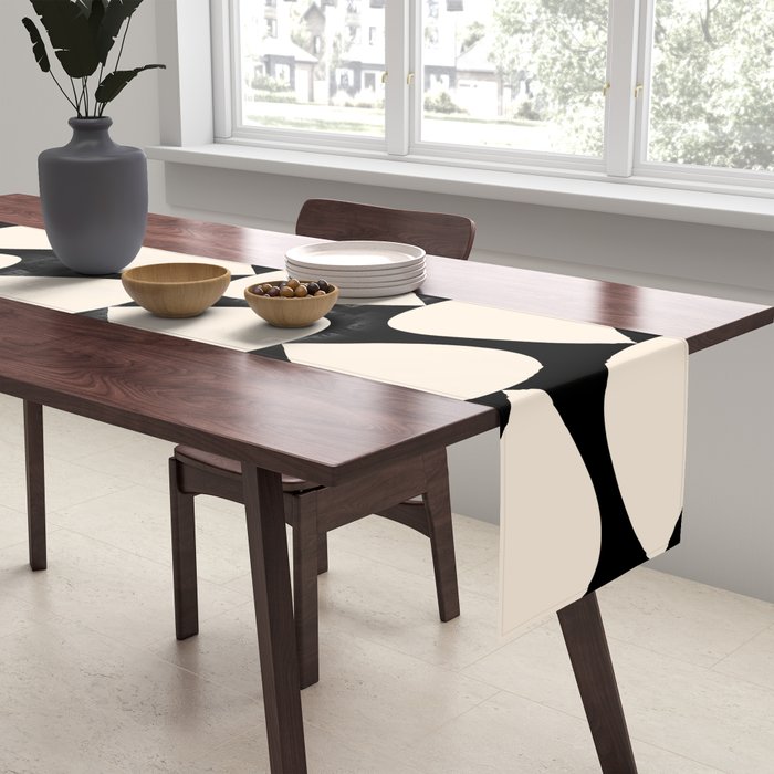 Plectrum Pattern in Almond Cream and Black Table Runner Gallery Image 2