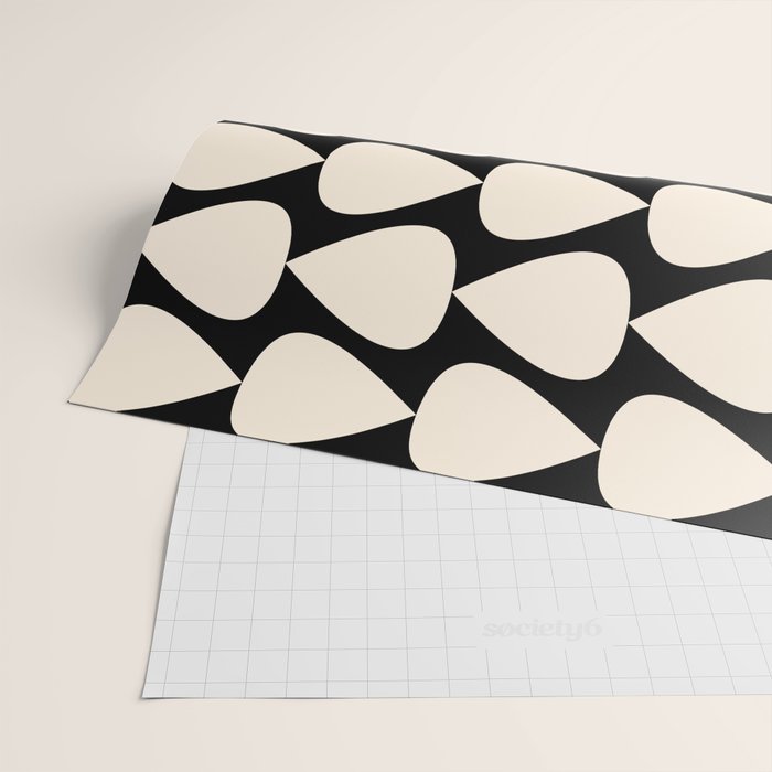 Plectrum Pattern in Almond Cream and Black Wrapping Paper Gallery Image 2