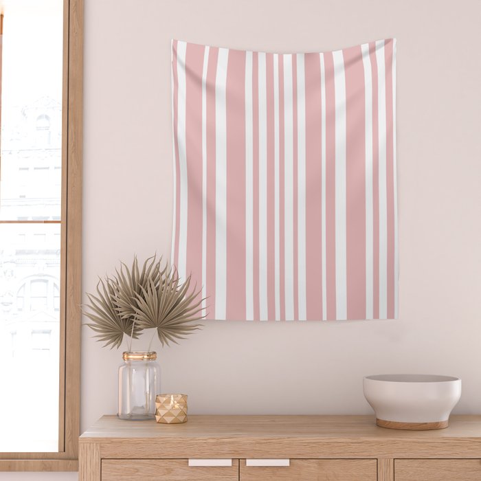 Classic Stripes XXIX - Blush Pink Wall Tapestry Gallery Image 2