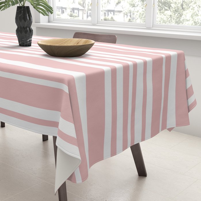 Classic Stripes XXIX - Blush Pink Tablecloth Gallery Image 3