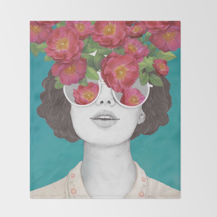 The optimist // rose tinted glasses Throw Blanket Gallery Image 2