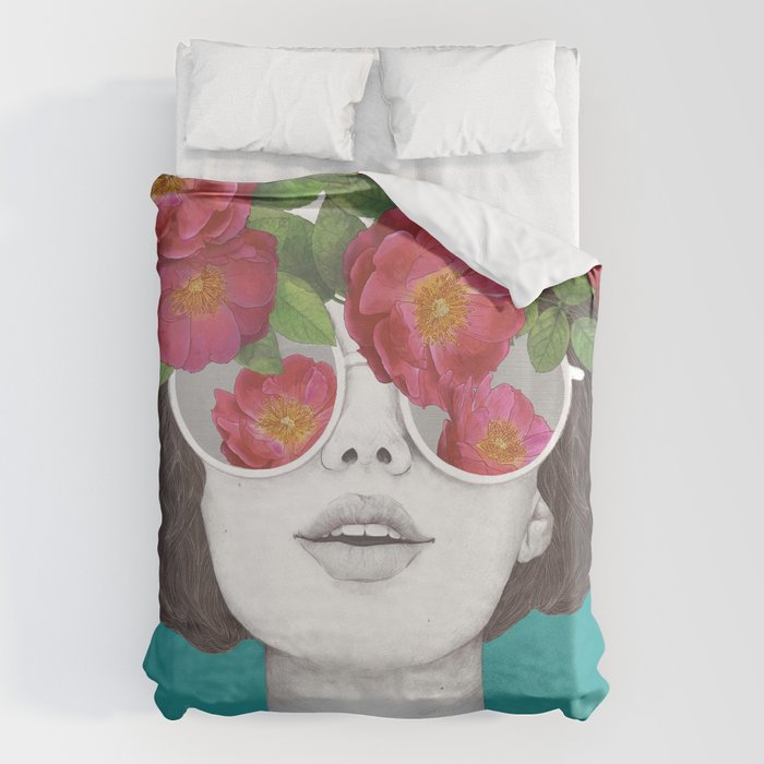The optimist // rose tinted glasses Duvet Cover Gallery Image 6