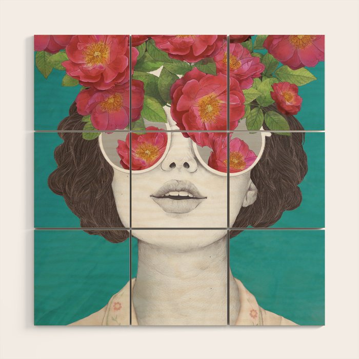 The optimist // rose tinted glasses Wood Wall Art Gallery Image 1