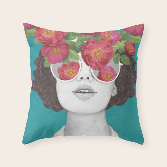The optimist // rose tinted glasses Throw Pillow Gallery Image 1