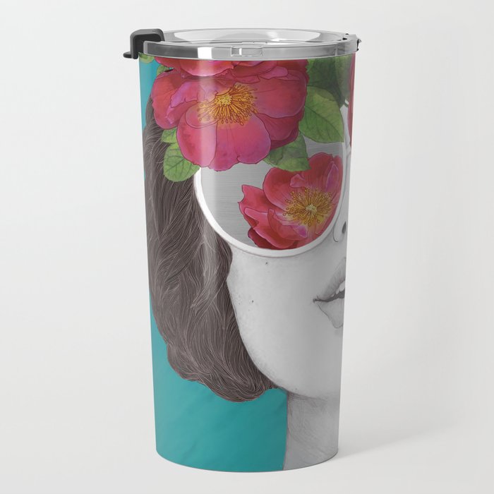 The optimist // rose tinted glasses Travel Mug Gallery Image 3