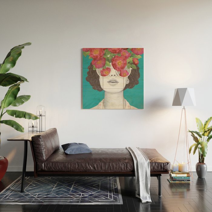 The optimist // rose tinted glasses Wood Wall Art Gallery Image 2