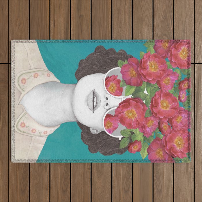 The optimist // rose tinted glasses Outdoor Rug Gallery Image 1