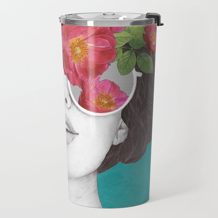 The optimist // rose tinted glasses Travel Mug Gallery Image 2