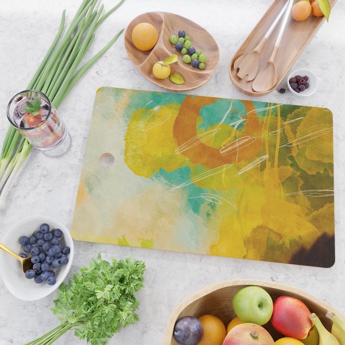 summer landscape 2 triptych abstract art Cutting Board Gallery Image 2