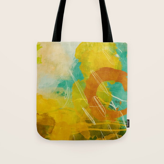 summer landscape 2 triptych abstract art Tote Bag Gallery Image 1