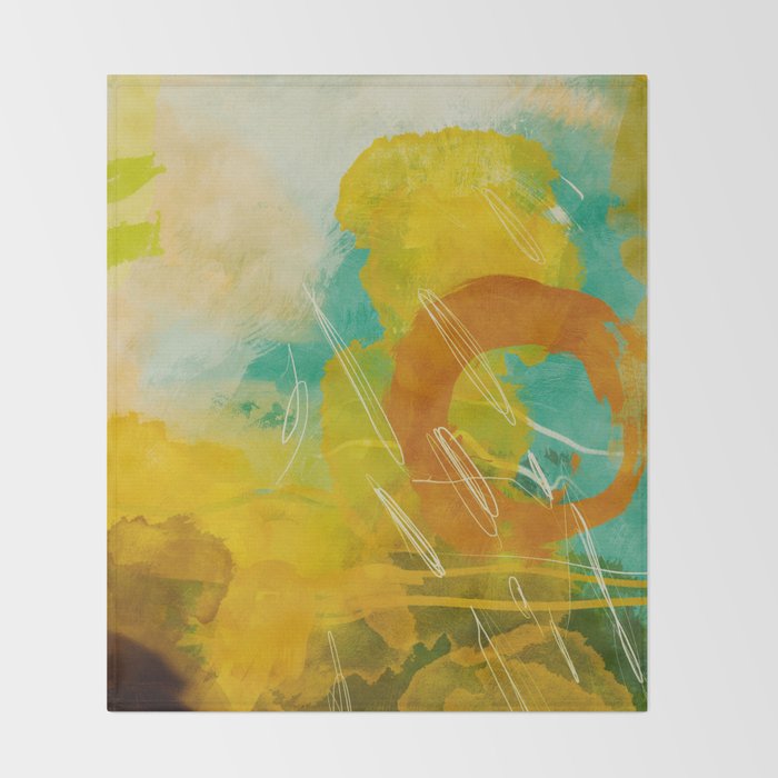 summer landscape 2 triptych abstract art Throw Blanket Gallery Image 2