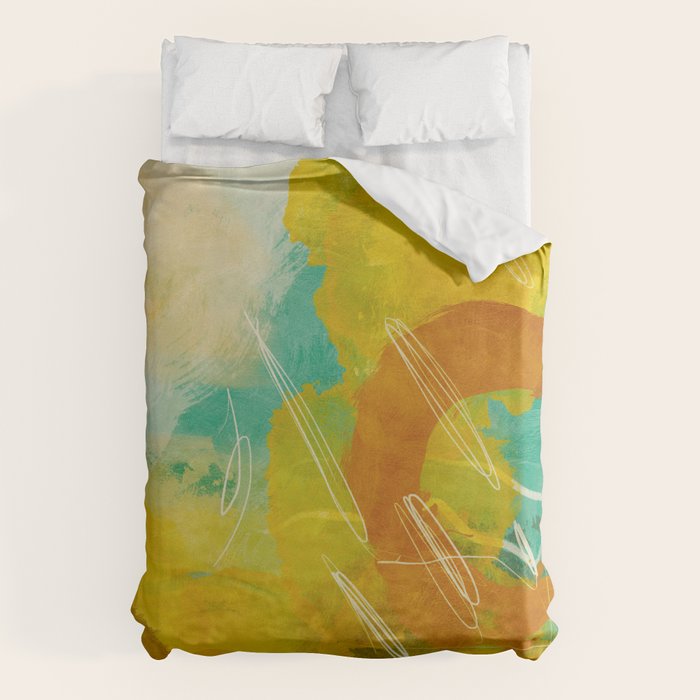 summer landscape 2 triptych abstract art Duvet Cover Gallery Image 6