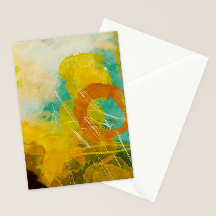 summer landscape 2 triptych abstract art Stationery Card Gallery Image 2