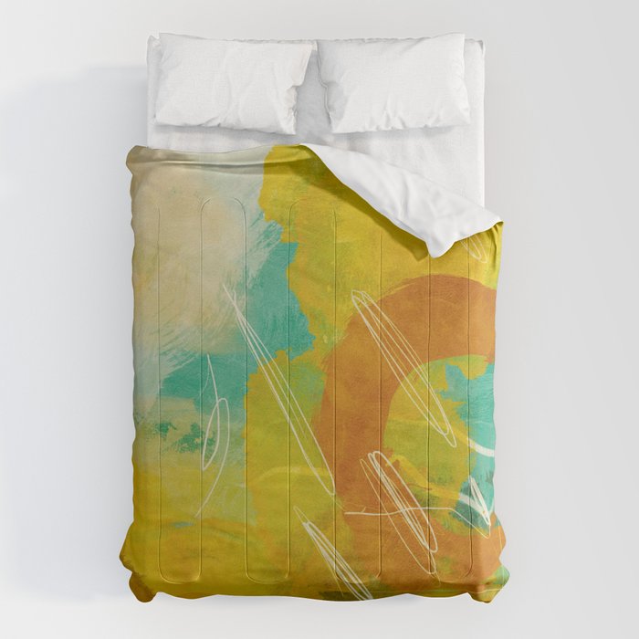 summer landscape 2 triptych abstract art Comforter Gallery Image 6