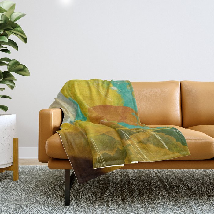 summer landscape 2 triptych abstract art Throw Blanket Gallery Image 1