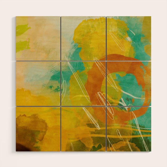 summer landscape 2 triptych abstract art Wood Wall Art Gallery Image 1