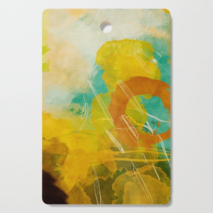summer landscape 2 triptych abstract art Cutting Board Gallery Image 1