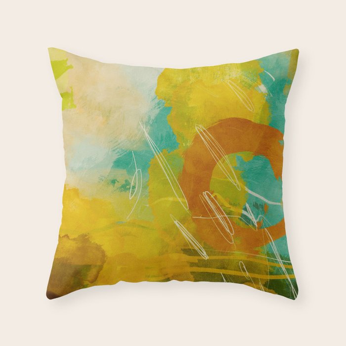 summer landscape 2 triptych abstract art Throw Pillow Gallery Image 6