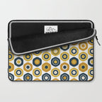 Buttons. Cute Geometric Pattern in Mustard Yellows, Blue, and Taupe on White Laptop Sleeve Gallery Image 2