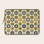 Buttons. Cute Geometric Pattern in Mustard Yellows, Blue, and Taupe on White Laptop Sleeve Gallery Image 1