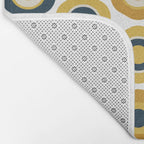 Buttons. Cute Geometric Pattern in Mustard Yellows, Blue, and Taupe on White Bath Mat Gallery Image 2