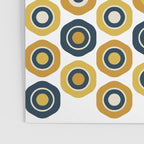 Buttons. Cute Geometric Pattern in Mustard Yellows, Blue, and Taupe on White Poster Gallery Image 3