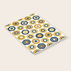Buttons. Cute Geometric Pattern in Mustard Yellows, Blue, and Taupe on White Notebook Gallery Image 2
