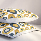 Buttons. Cute Geometric Pattern in Mustard Yellows, Blue, and Taupe on White Pillow Sham Gallery Image 3