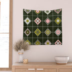 Talavera Mexican Tile - Blush & Sage Palette Wall Tapestry Gallery Image 2