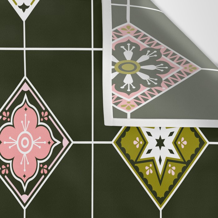Talavera Mexican Tile - Blush & Sage Palette Wall Tapestry Gallery Image 3