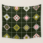 Talavera Mexican Tile - Blush & Sage Palette Wall Tapestry Gallery Image 4