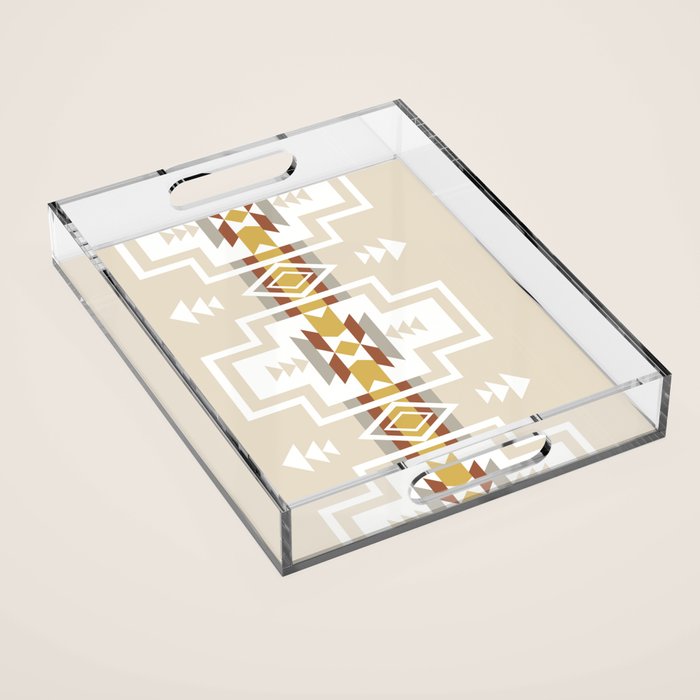 Aztec Stripes Beige Acrylic Tray Gallery Image 1